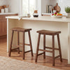 24 Inch Counter Height Stools Solid Wood Saddle Bar Stools Set of 2-Brown