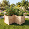 24 Inch L-Shaped Wooden Raised Garden Bed with Open-Ended Base-Natural