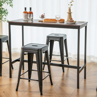 24 Inch Set of 4 Tolix Style Counter Height Barstool Stackable Chair-Black