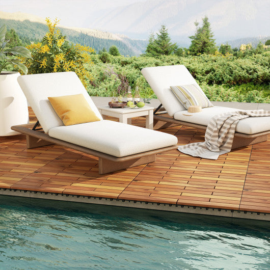 24 x 12 Inch 36 Pieces Acacia Wood Interlocking Deck Tiles with Waterproof Design-Natural