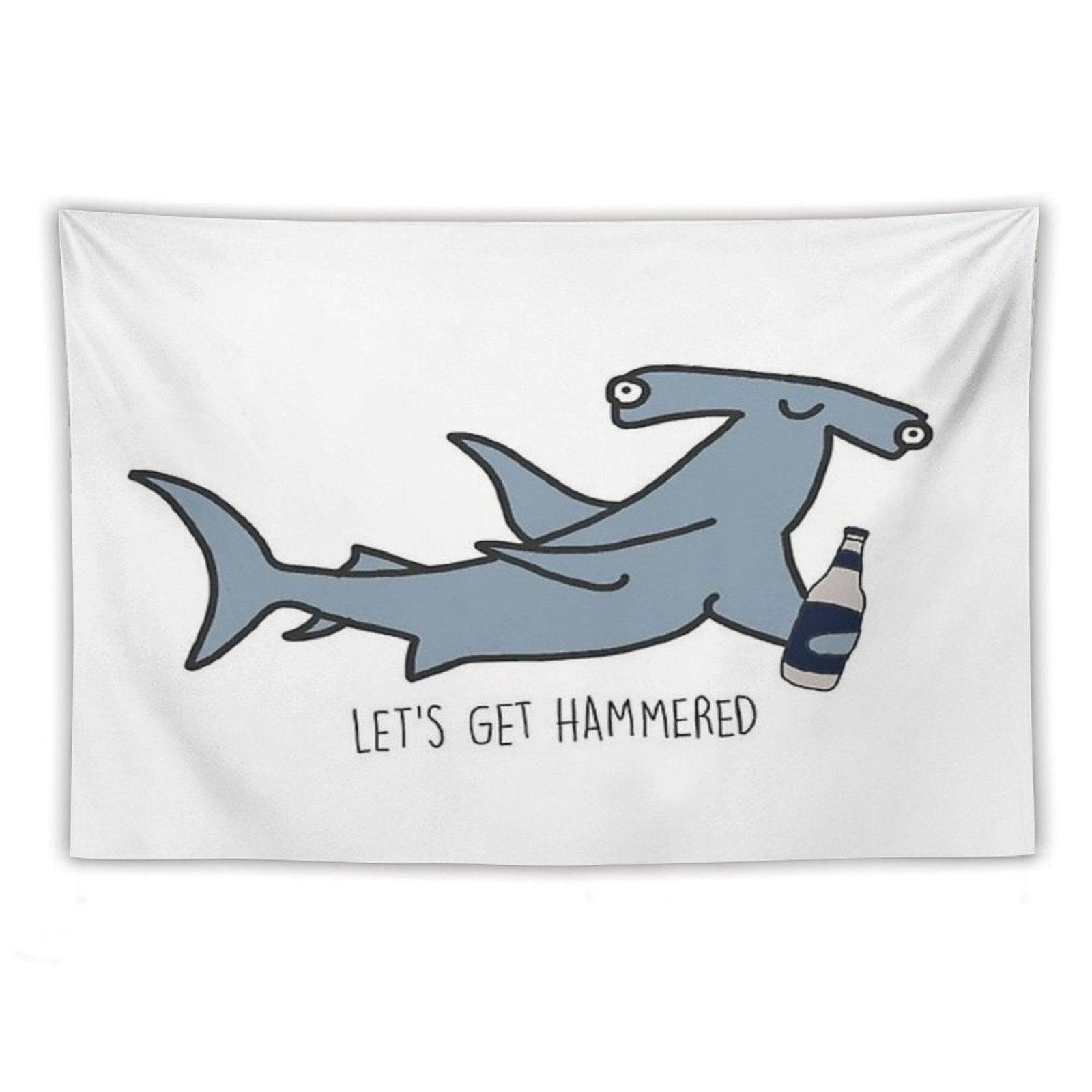 Lets Get Hammered Hammerhead Shark Tapestry