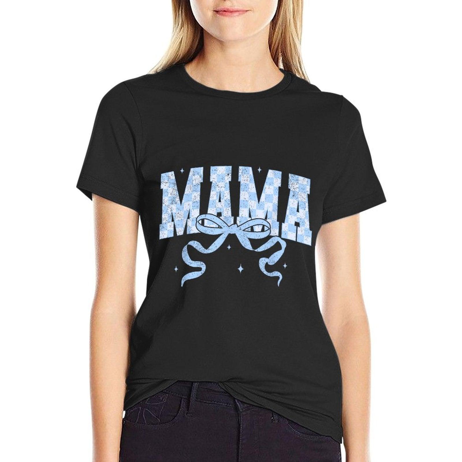 Mama Mommy Coquette Bow Checkered Happy Mother's Day Mom T-Shirt