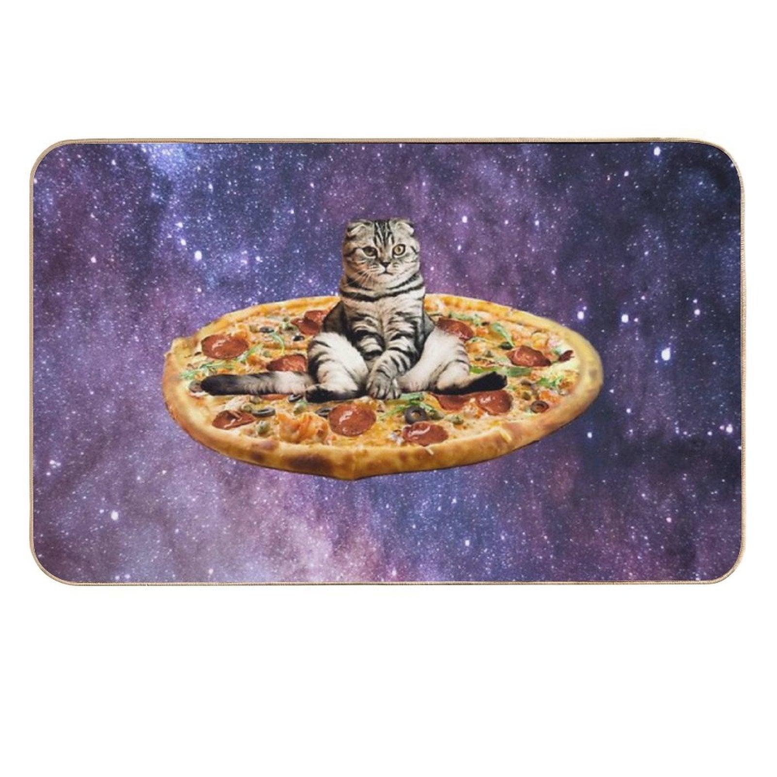 Pizza Cat in Space  Anti-Trip Bath Mat