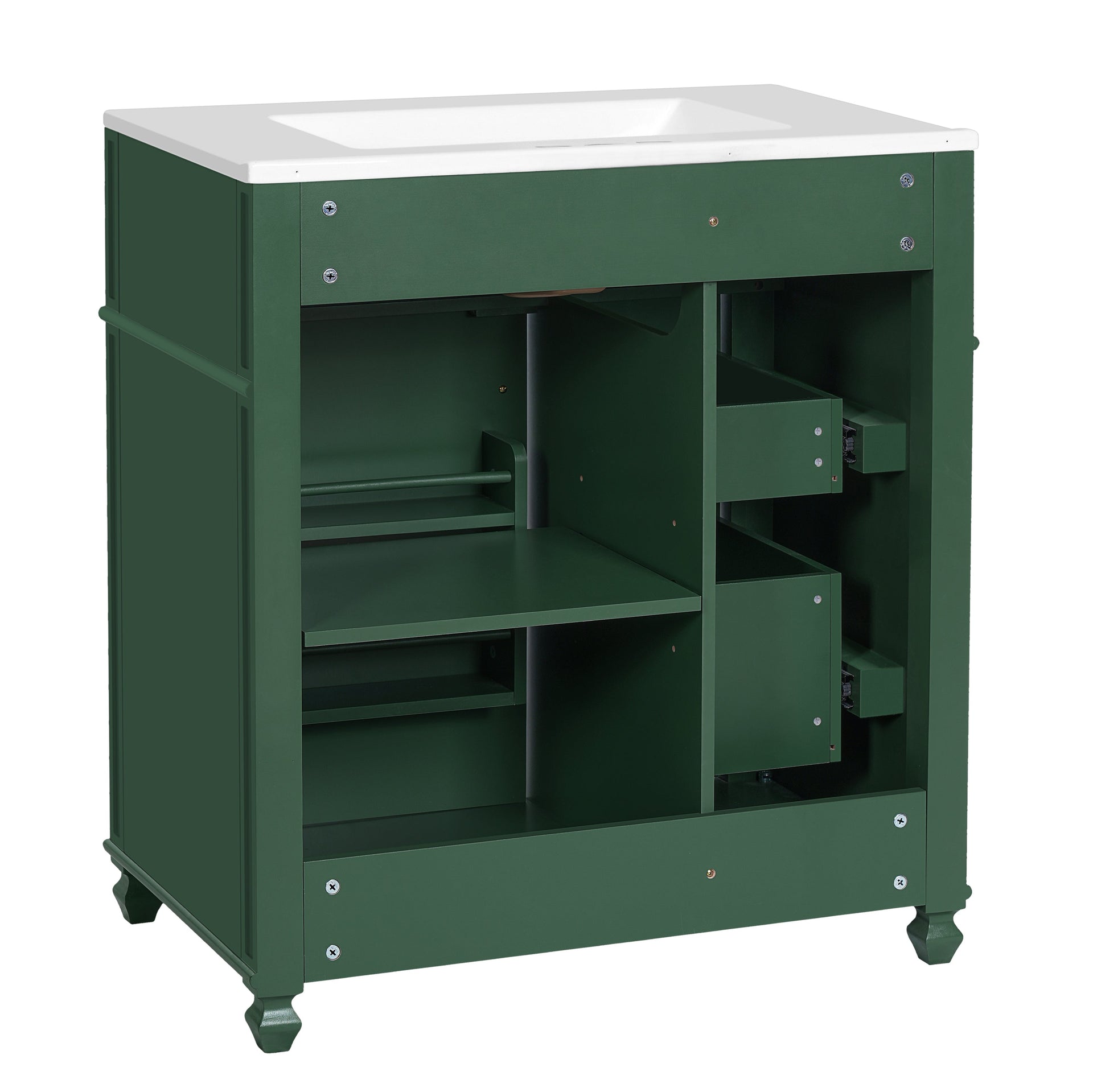 Bathroom Vanity with Ceramic Sink Basin, Cabinet with Soft-Close Doors and Organizer