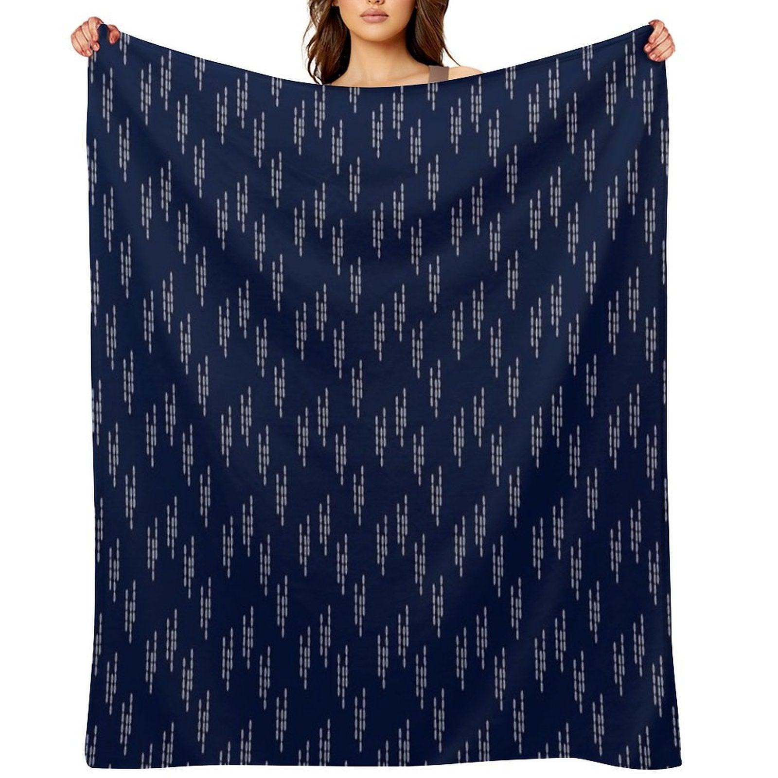 Sashiko Embroidery Japanese Pattern Design Throw Blanket