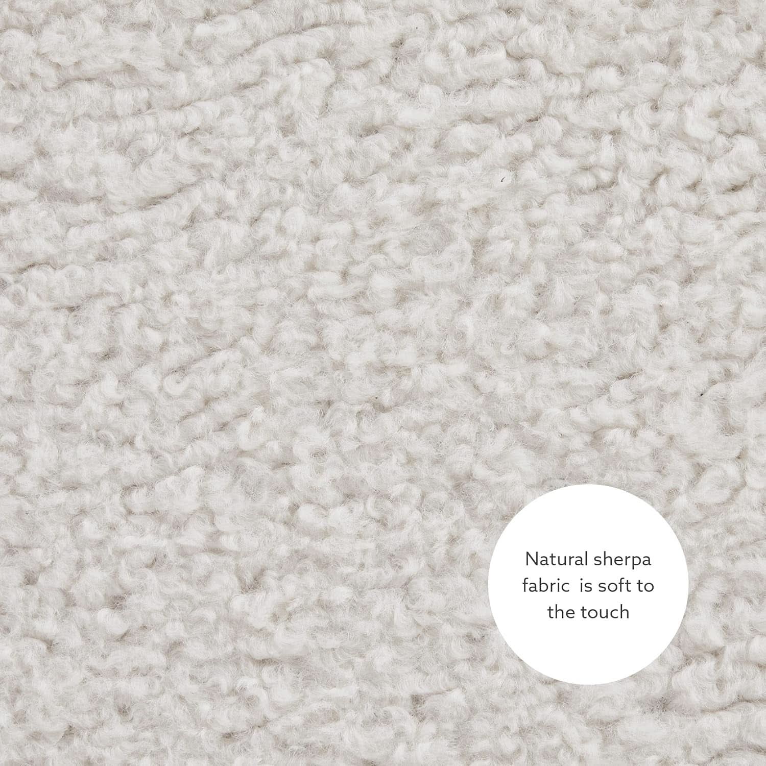 Cream Sherpa Deluxe Storage Ottoman Solidwood Base
