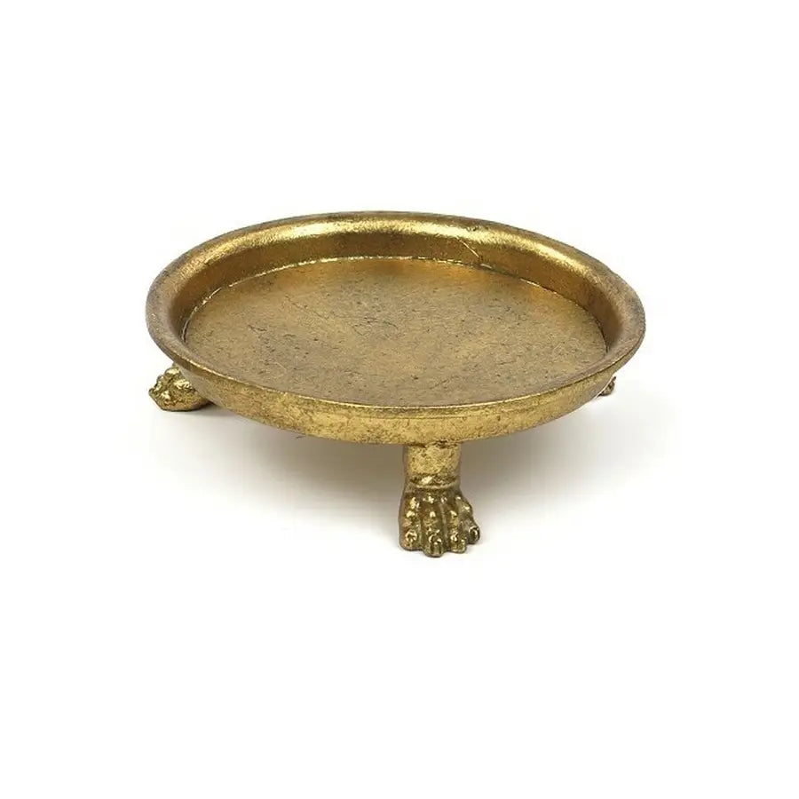 Small Claw Foot Round Dish with Gold Leaf