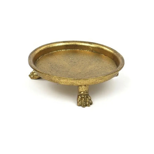 Small Claw Foot Round Dish with Gold Leaf