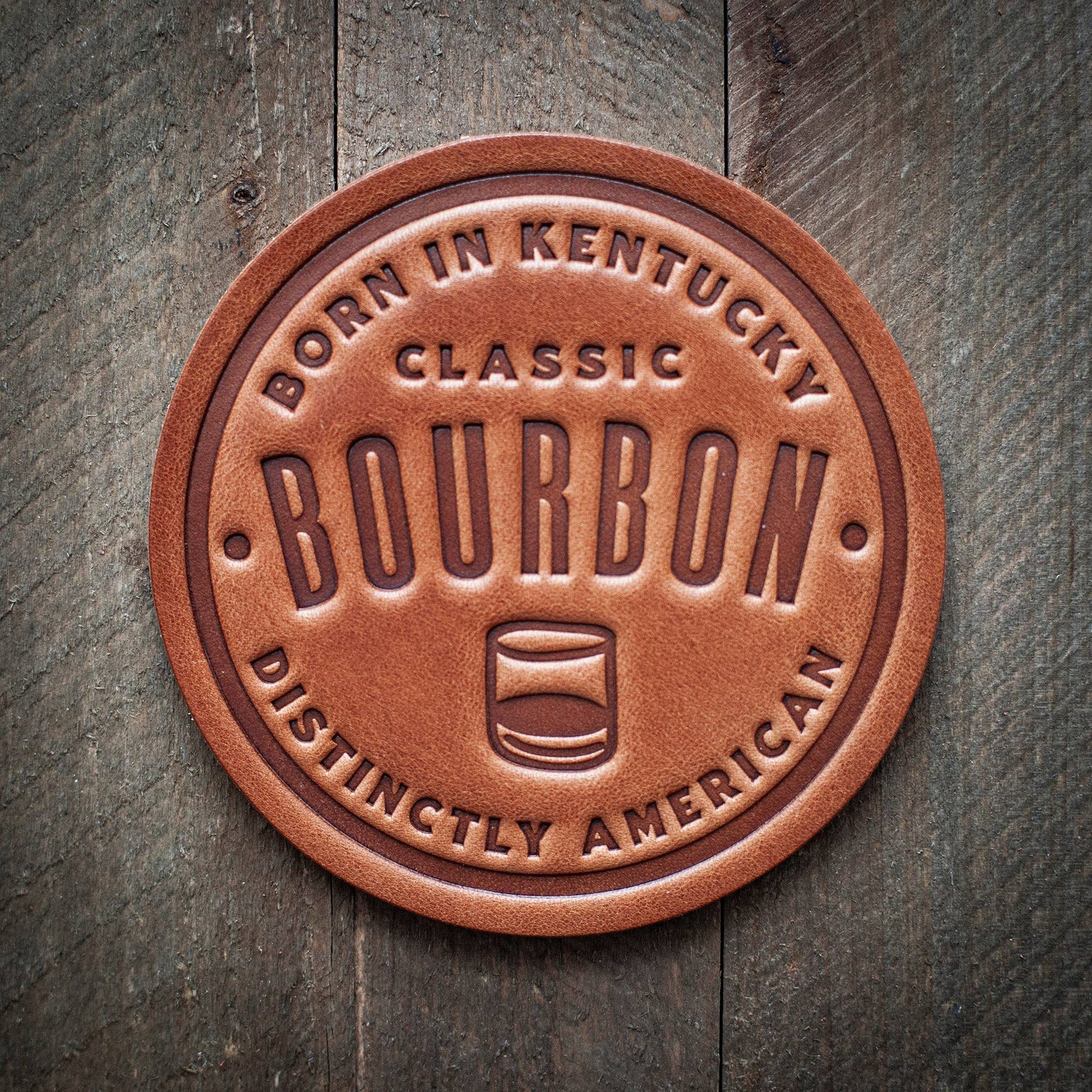 Leather Coasters Set - Bourbon Handmade Premium Leather Coaster Set of 6
