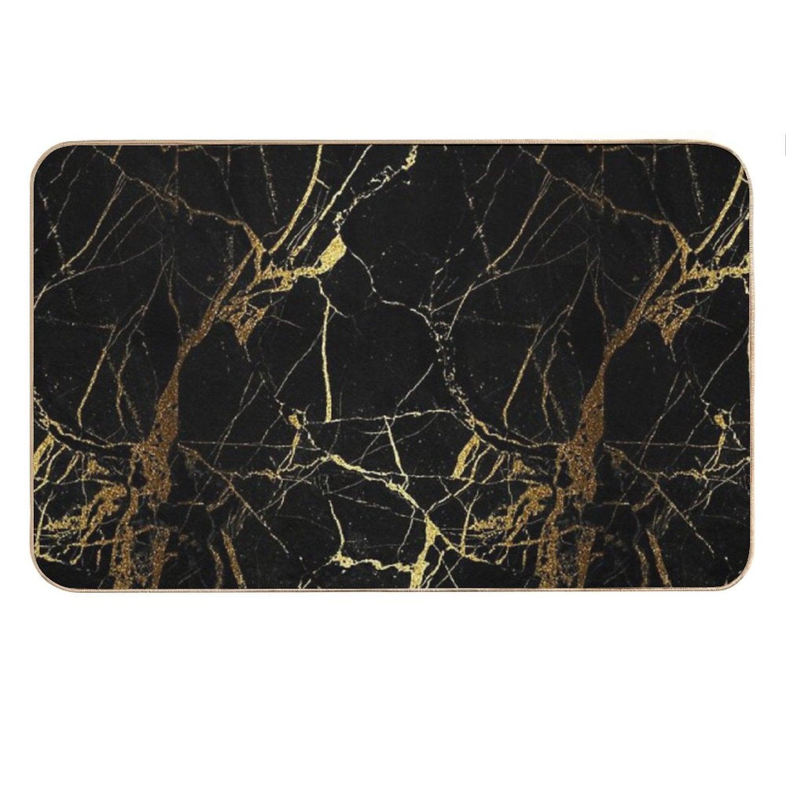 Black And Gold Marble  Texture Bath Mat