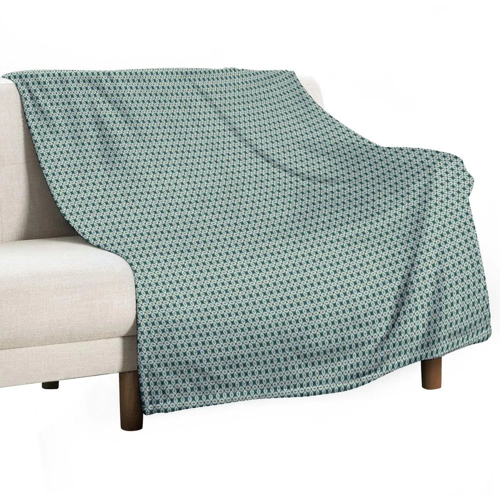 Tiny Diamond Petals in Green Throw Blanket