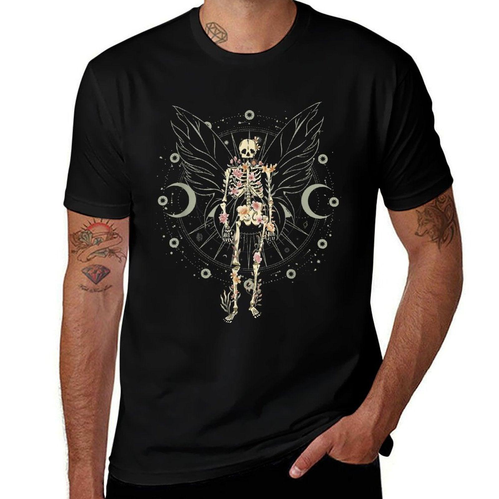 Fairy Grunge Fairycore Aesthetic Butterfly Skeleton Gothic  Rolled Sleeves T-Shirt