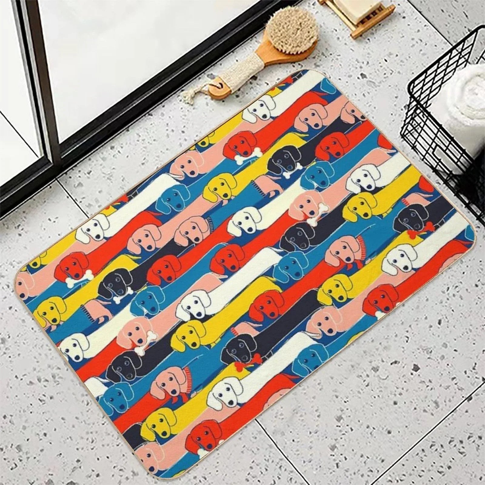 COLORED CUTE DOGS PATTERN 2  Odorless Bath Mat