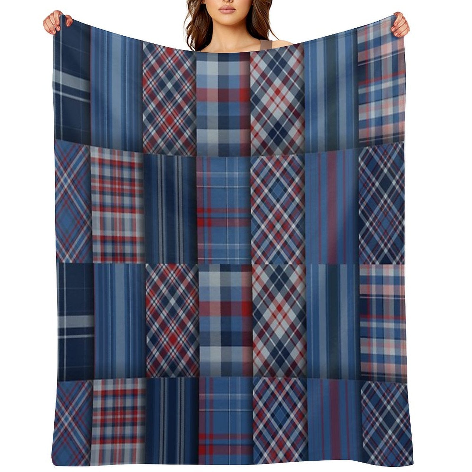 Plaid Tartan Red And Blue Quick-dry Throw Blanket