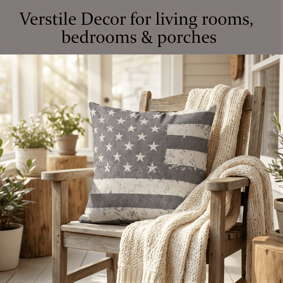 Patriotic Throw Pillow | USA Pillow Cover 18x18 with Zipper Closure Cushion