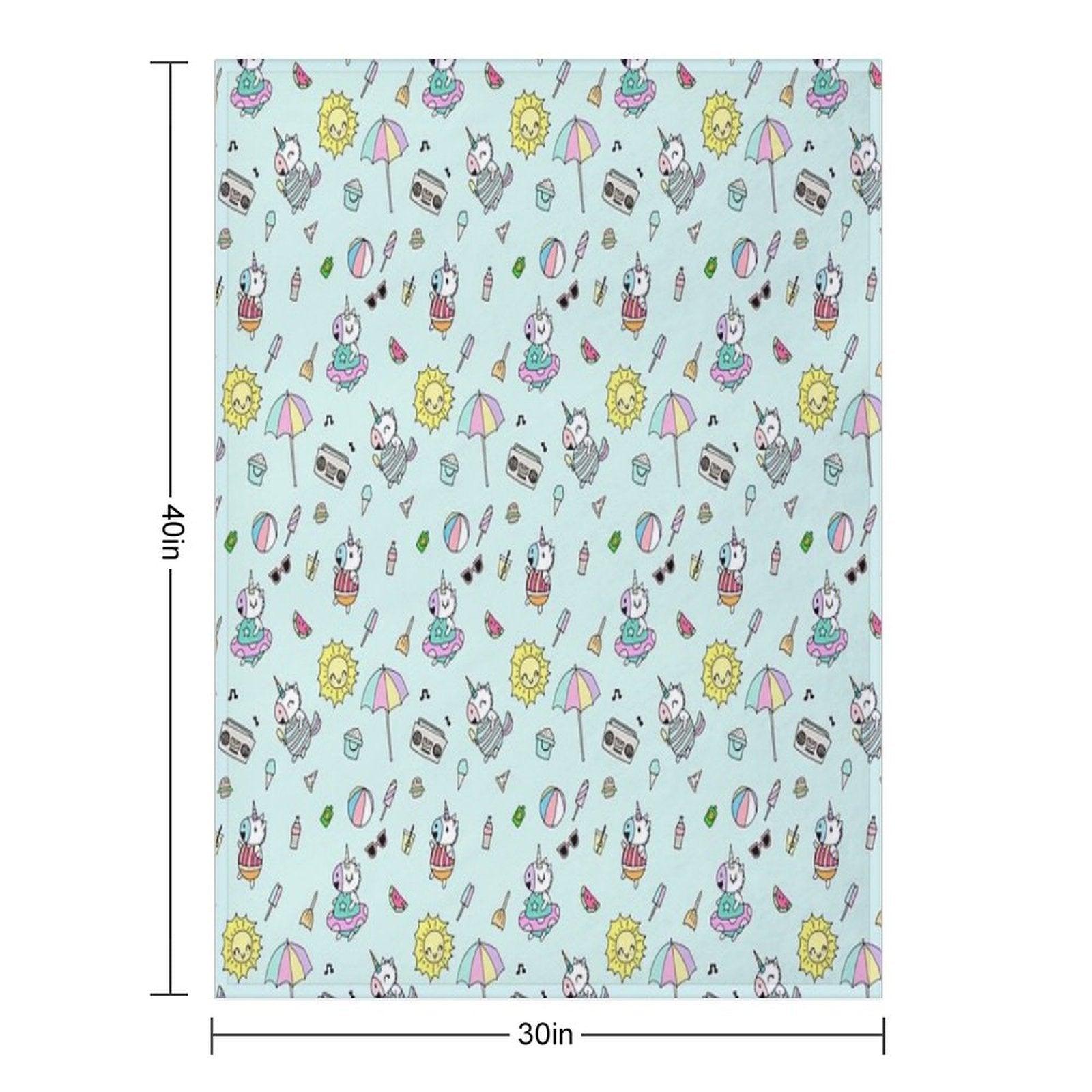 Summer Unicorn Pool Party Throw Blanket