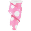 2.5" Faux Burlap Giant Polka Dot Ribbon: Light Pink & White (10 Yards)