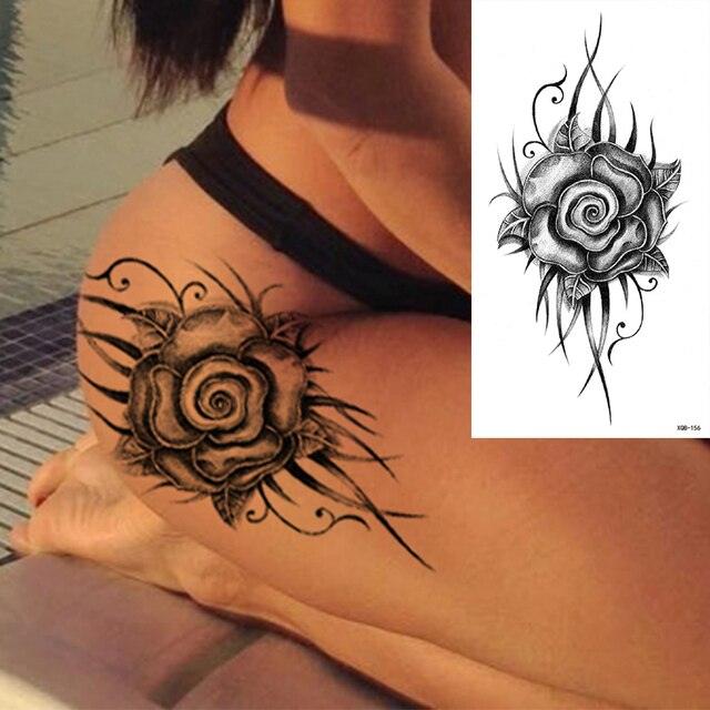 25 Sheets Flower Rose Luxury Tattoos Waterproof Temporary Sticker 3D Rose Flower Tattoos Body Art Arm Fake Tatoo For Womens