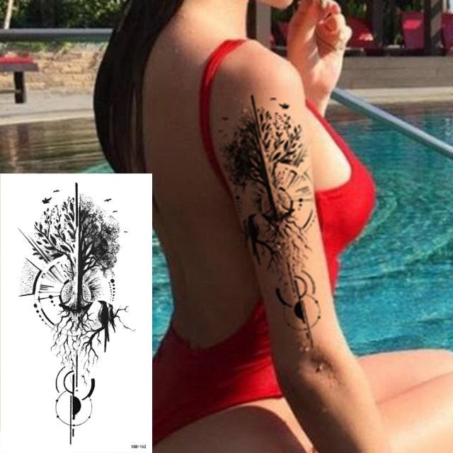 25 Sheets Flower Rose Luxury Tattoos Waterproof Temporary Sticker 3D Rose Flower Tattoos Body Art Arm Fake Tatoo For Womens