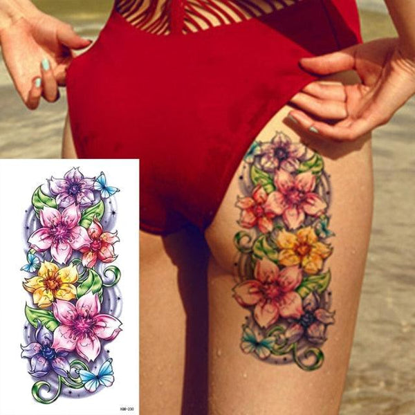 25 Sheets Flower Rose Luxury Tattoos Waterproof Temporary Sticker 3D Rose Flower Tattoos Body Art Arm Fake Tatoo For Womens