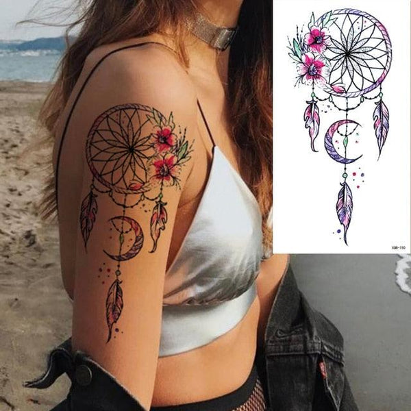 25 Sheets Flower Rose Luxury Tattoos Waterproof Temporary Sticker 3D Rose Flower Tattoos Body Art Arm Fake Tatoo For Womens