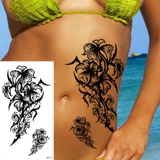 25 Sheets Flower Rose Luxury Tattoos Waterproof Temporary Sticker 3D Rose Flower Tattoos Body Art Arm Fake Tatoo For Womens