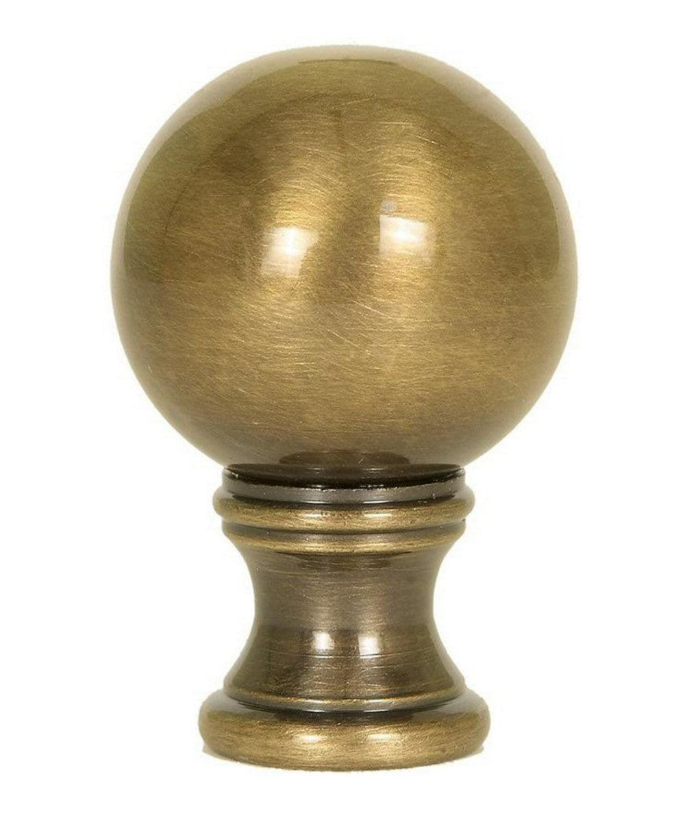 Solid Sphere Round Lamp Finial Antique Brass 1.75