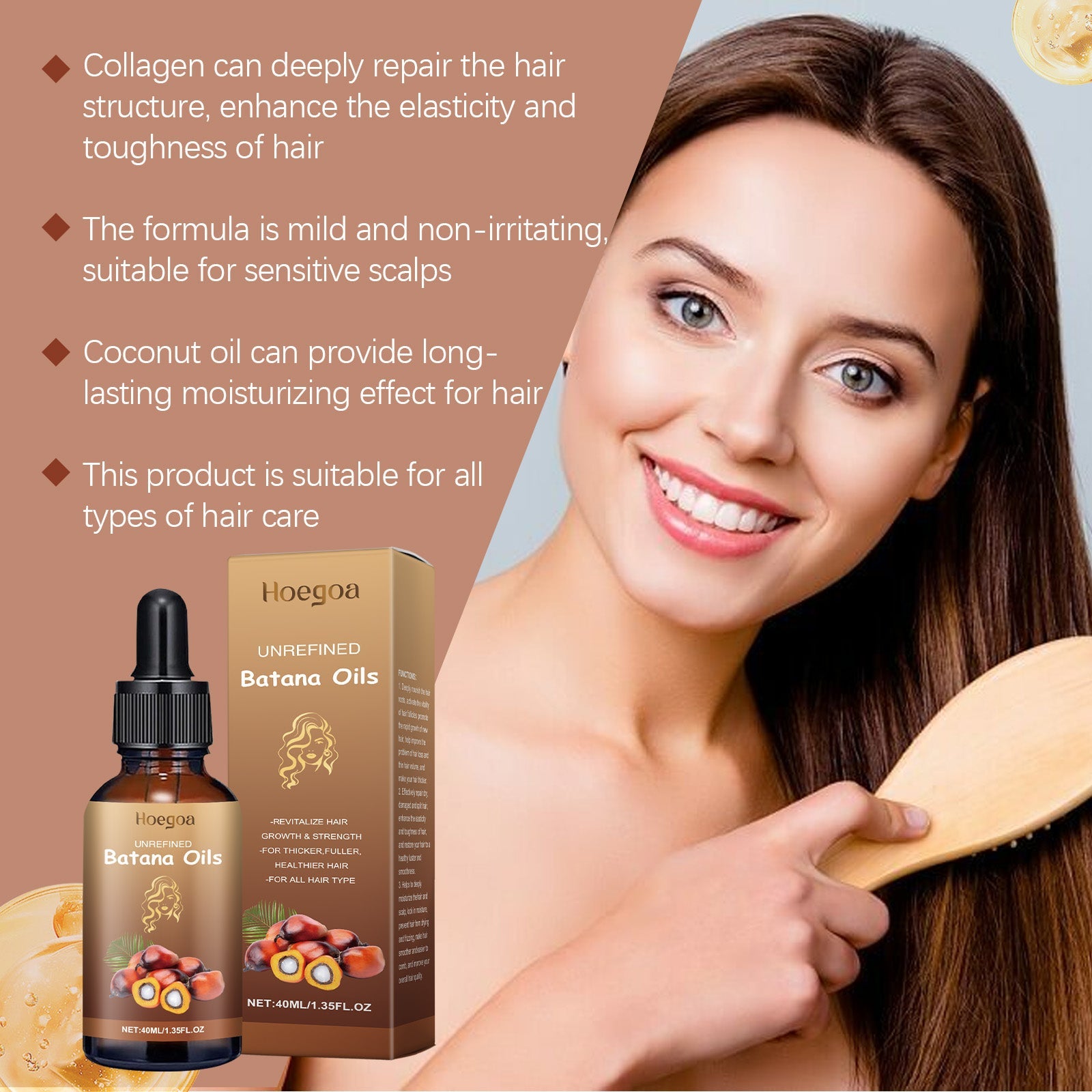 Batana Hair Care Oil Repair Dry And Irritated Hair, Moisturize Scalp And Smooth Daily Massage Hair Care Oil