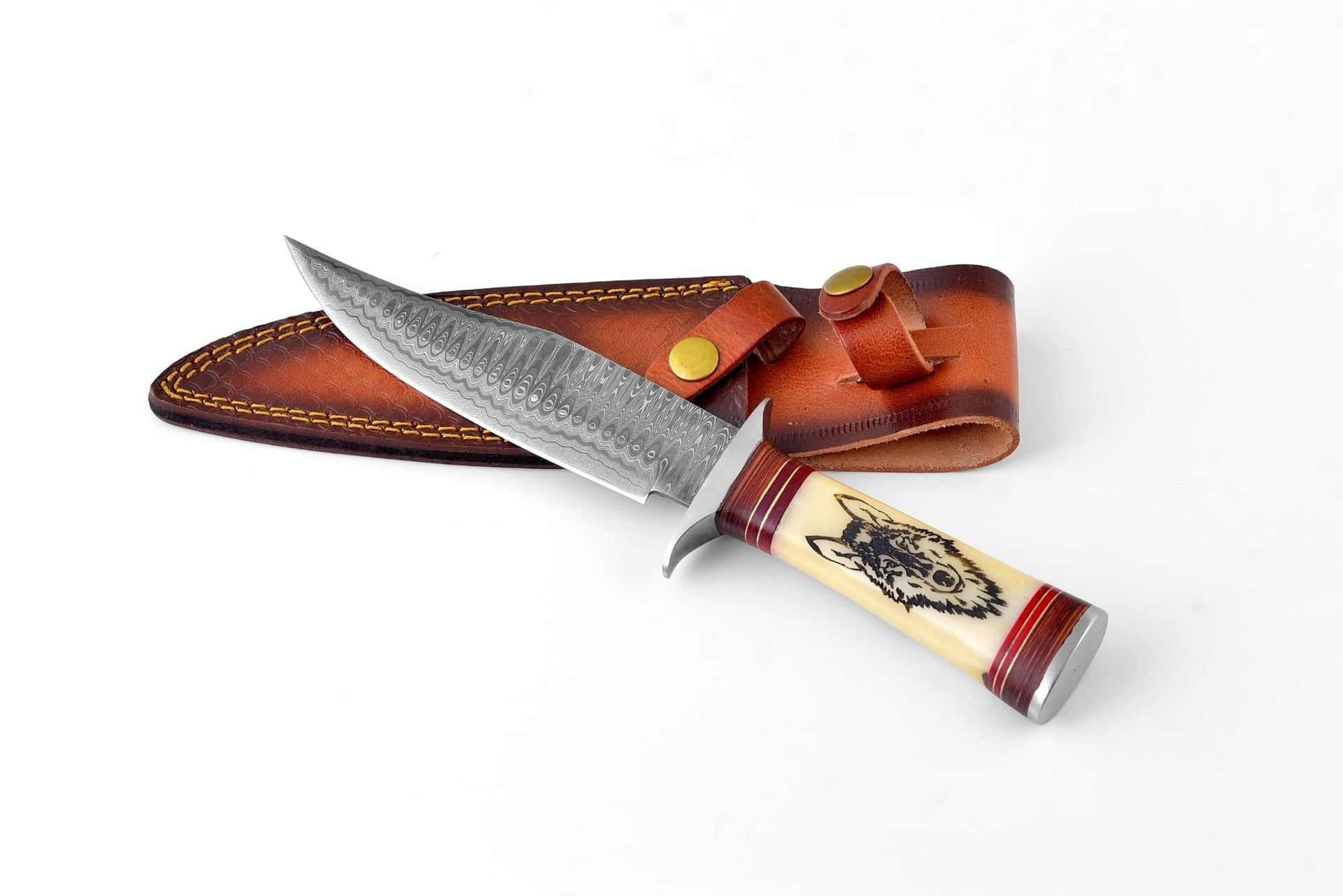 Wilderness Howl Damascus Steel Knife by Titan TK-062 (1)