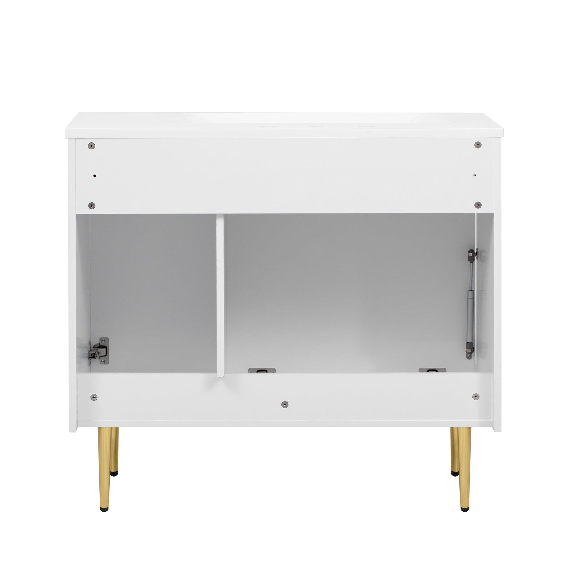 36' Bathroom Vanity with Resin Basin Sink, Modern Bathroom Sink Cabinet, Storage Cabinet with Soft-Closing Door and Drop-Down Door