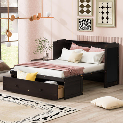 Space-Saving Full Size Murphy Bed with USB Port and Large Drawer Storage