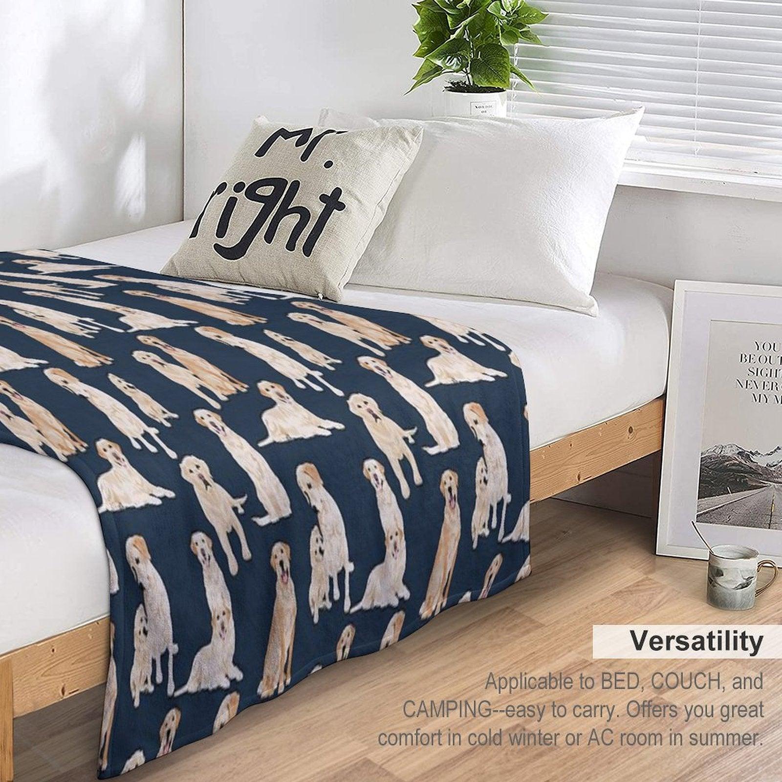 Yellow Labs Navy Throw Blanket
