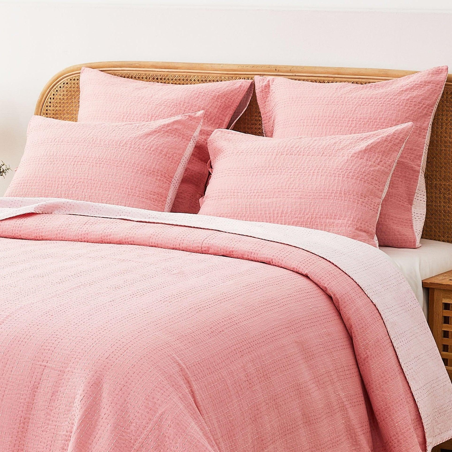 Hand Stitched Reversible Kantha Pillow Sham Pairs