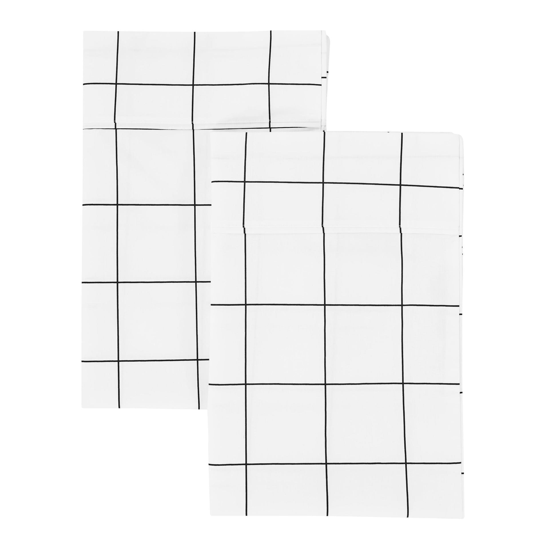 Grid Printed Cotton Percale Pillowcases