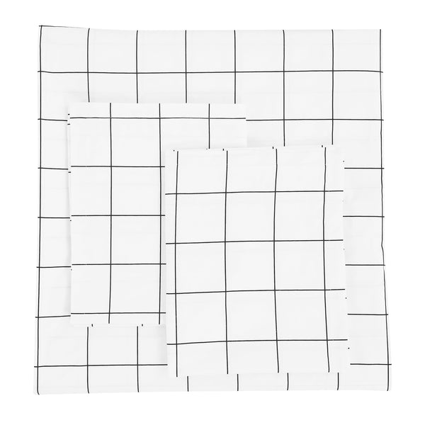 Grid Printed Cotton Percale Duvet Set