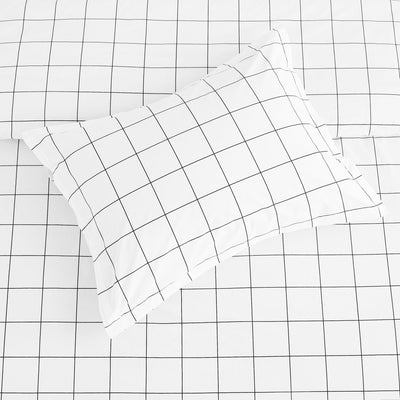 Grid Printed Cotton Percale Duvet Set