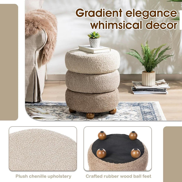 Round Upholstered Ottoman With Storage Gradient Brown