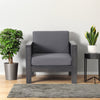 ( Set of 2) Outdoor Acacia Wood Club Chairs with Cushions, Dark Gray, 27.75