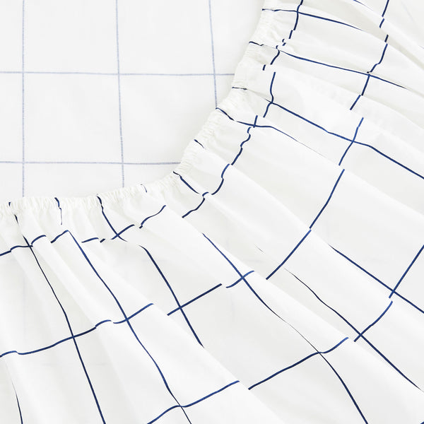 Grid Printed Cotton Percale Sheet Set