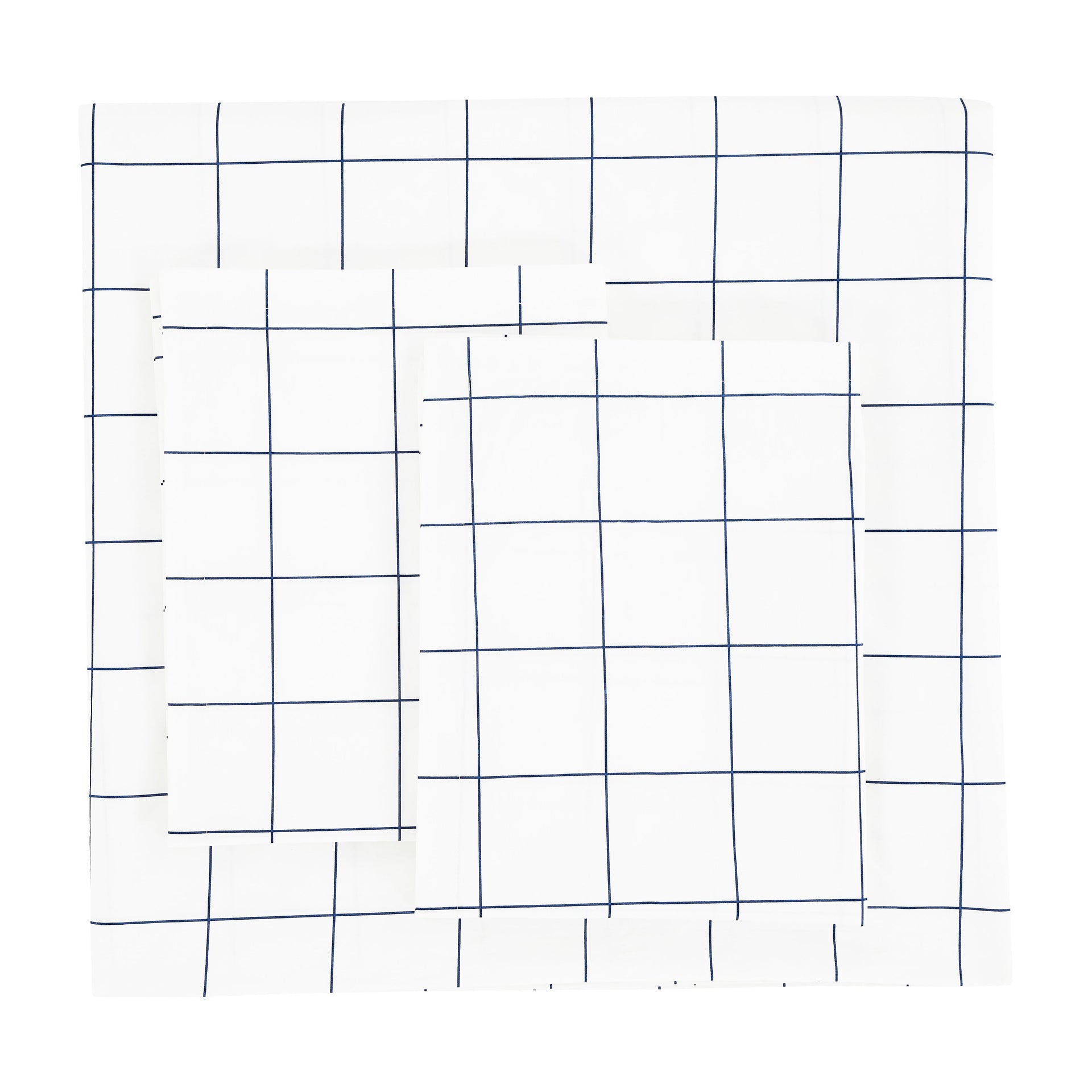 Grid Printed Cotton Percale Duvet Set