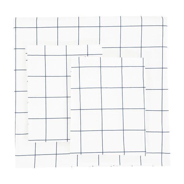 Grid Printed Cotton Percale Duvet Set