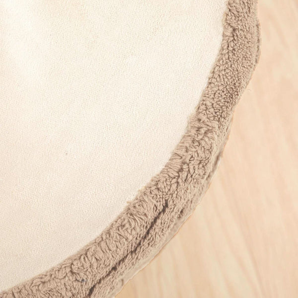 Khaki Round Ottoman Pouf 20x20x14 Inches Luxurious