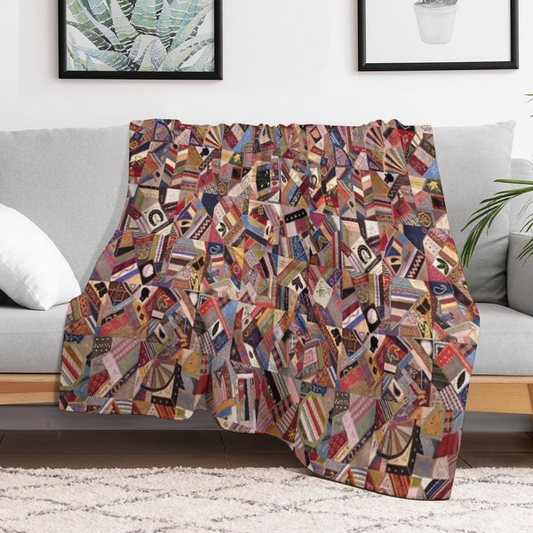 Patches of Joy A Crazy Quilt Design Stitching Together Memories A Crazy Quilt Design Compact Throw Blanket