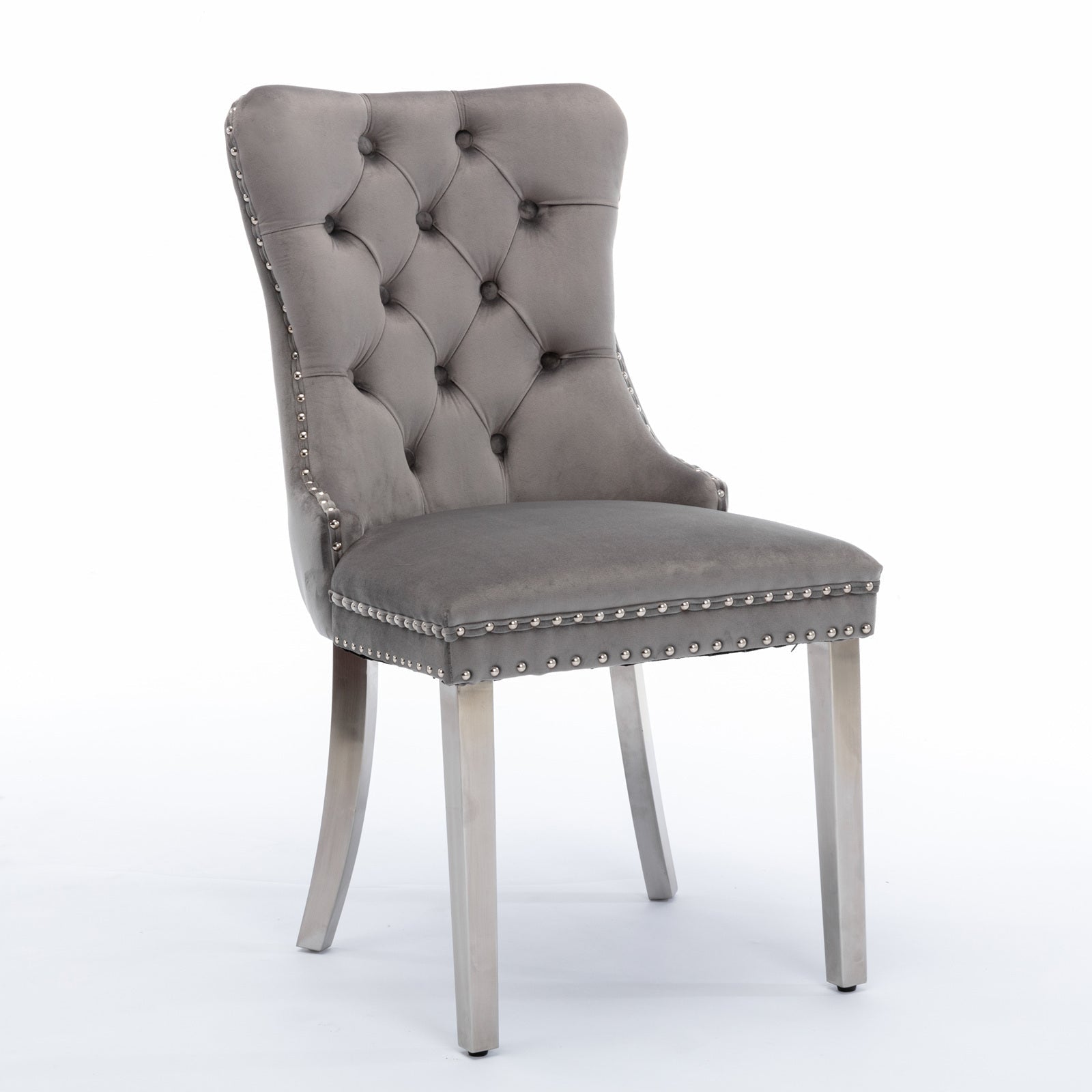 Nikki Collection Modern Tufted Solid Wood Velvet Upholstered Dining Chair with Chrome Legs