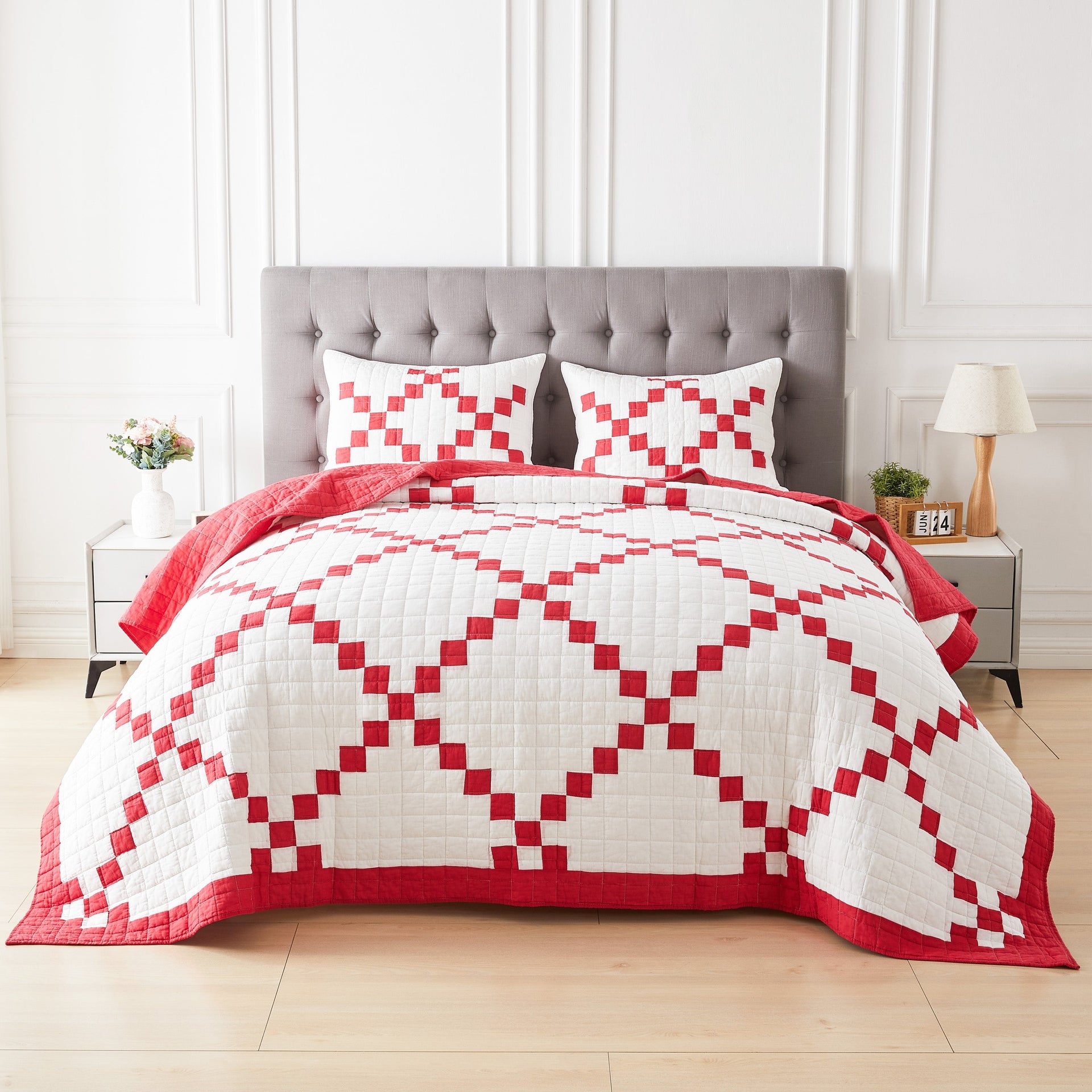 Irish Chain Patchwork Cotton Quilt Set