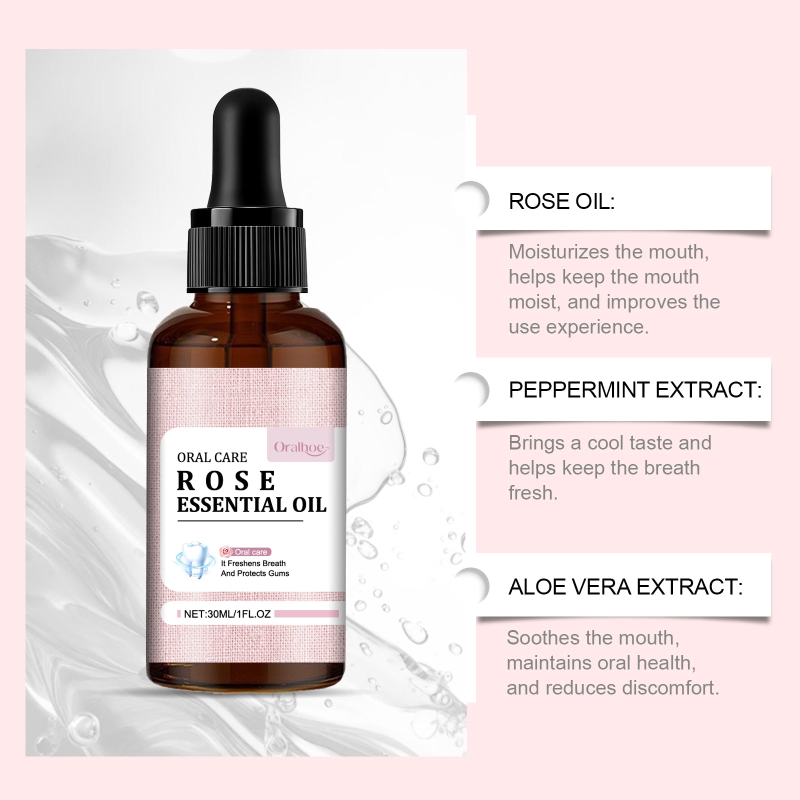 Mouth Rose Mouthwash Oral Hygiene Care Clean Tooth Stains, Gingiva And Freshen Breath