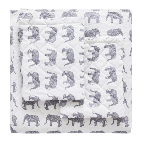 Elephants Cotton Flannel Quilt Set