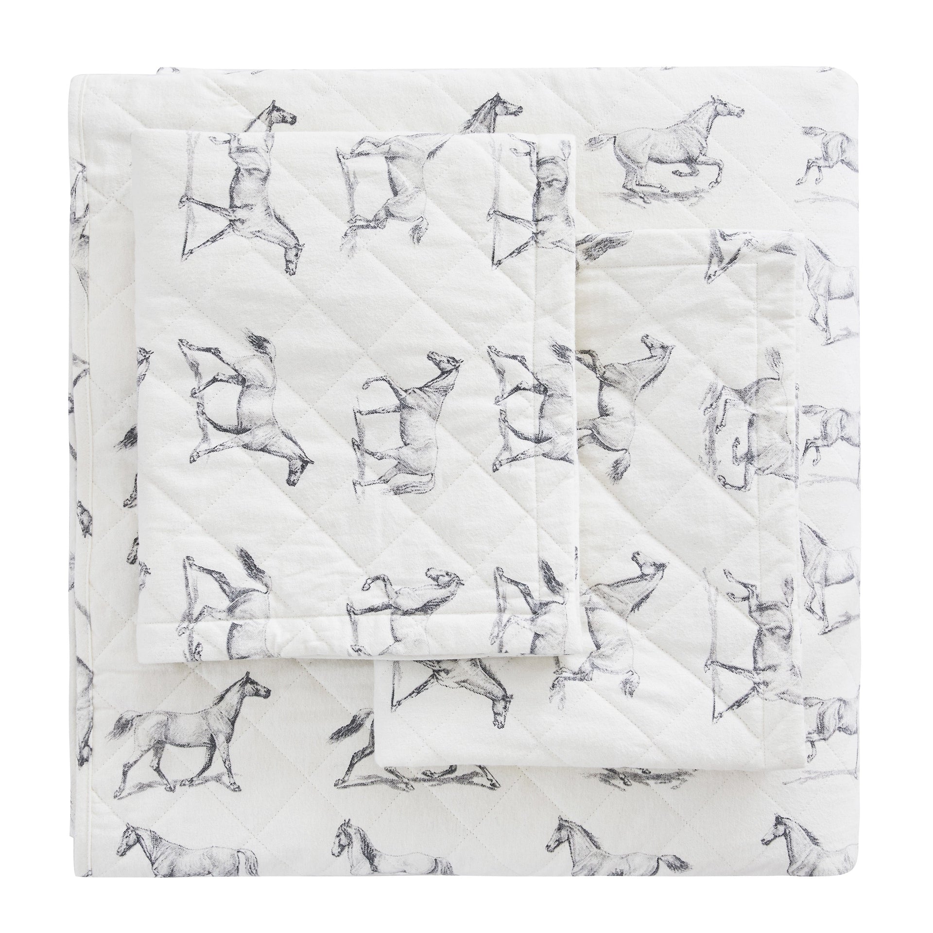 Horses Cotton Flannel Quilt Set