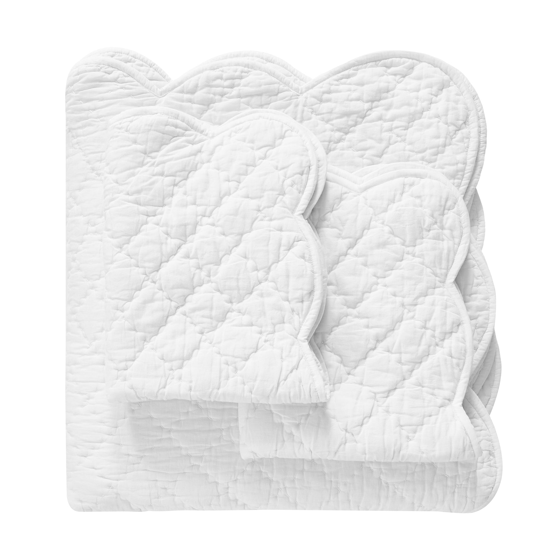 Diamond Scallop Cotton Voile Hand Stitched Quilt Set