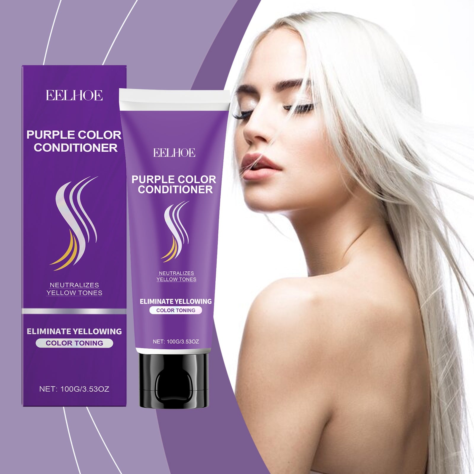 Nourishing Purple Conditioner Hair Care Soft Shine Improve Dry Hair Color Long Lasting Conditioner